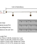 Hella Tough Clear Acrylic Railing One Point Six To Nineteen Point Seven Feet showing dimensions and load capacity of 200kg.