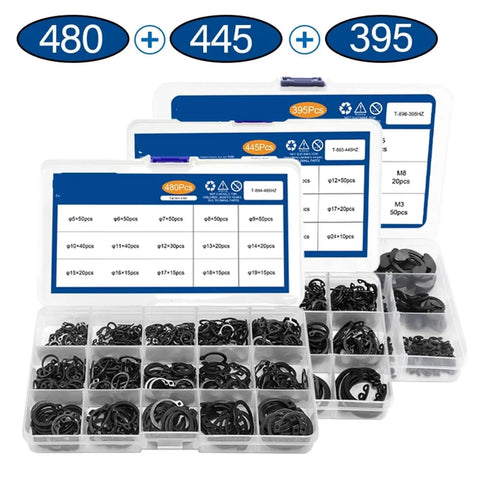 C Type External And Internal Circlip Kit Set 5mm To 19mm External Rings And 8mm To 24mm Internal Rings Carbon Steel E Clip Snap Ring Set M1.2 To M15
