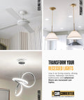 No Sweat Install Recessed Can Light Conversion Kit With 7 Inch Flat Steel Ceiling Medallion For 5 And 6 Inch Cans with ceiling fan and pendant lights.