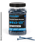 2-1/2 Inch Pocket Hole Screws Size 8 Blue Coated Outdoor Grade 325 Pieces Salt Spray Tested Over 1000 Hours with Drive Bit