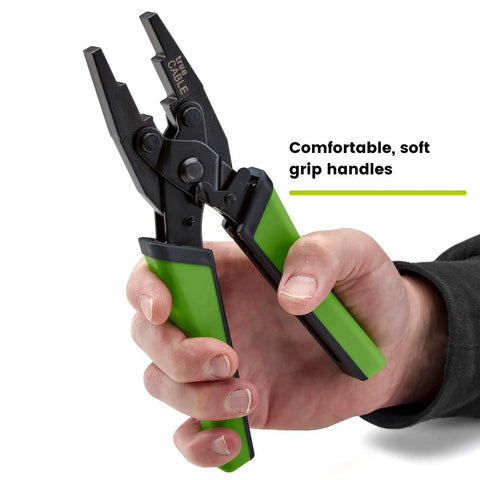 Parallel Crimping Pliers For Keystone Jacks And Field Termination Plugs with comfortable green grip handles