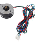 36mm round NEMA stepper motor for 3D printer extruder, with 47.2-inch multicolor cable and white connector, front view