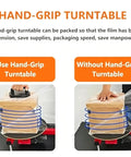 Hand-grip turntable demonstration for Dominate The Packing Line With This Kickass Electric Stretch Film Wrapper And Portable Pallet Dispenser For 70Cm Rolls Smashing Quotas With 50Rpm Motor Auto Manual Switches.