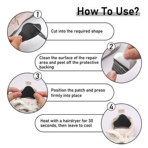 Step-by-step guide for applying 12 Piece Self Adhesive Inside Heel Pad For Shoe Heel Repair Patches Microfiber Leather Quick Fix