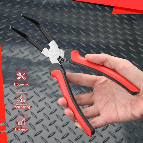 Pro Grade Internal Master Cylinder Snap Ring Pliers Long Reach 90 Degree Bent Nose for Installing and Removing Retaining Rings