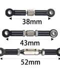 Aluminum Turnbuckle Pull Rod And Steering Linkage Set For One Fourteenth Scale RC Car Buggy With Screwdriver, CNC Machined Servo Link Rod Ends And Arm Tie Rods, Compatible With WLtoys 144001 Black, 38mm 43mm 52mm