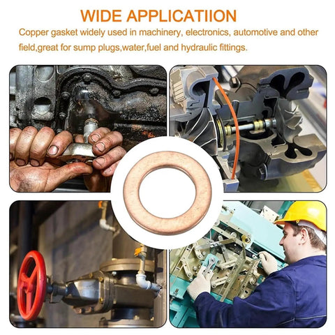 Best Solid Copper Flat Washers And Gasket Kit Universal Fit For Car Auto Engine Oil Drain Sump Plug Seals With Nuts And Bolts For Repair Shops And DIY Mechanics Keeping Your Ironclad For Any Grind You Put It Through, copper washer used in auto and machinery seals