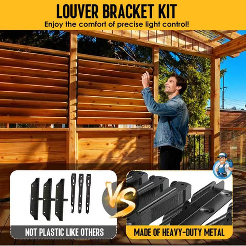 Louver Bracket Kit For Deck Sunblind System And Louver Hardware, Adjustable Brackets That Hold Up To 11 Boards Up To 48 Inches, Ideal For DIY Fences, Window Shutters, Garden, Patio, Indoor And Outdoor Use, 4 Pack