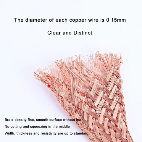Close-up of Pure Copper Desoldering Wick 32.8 Ft Flexible Braided Mesh Solder Wick showing detailed copper braiding and fine density
