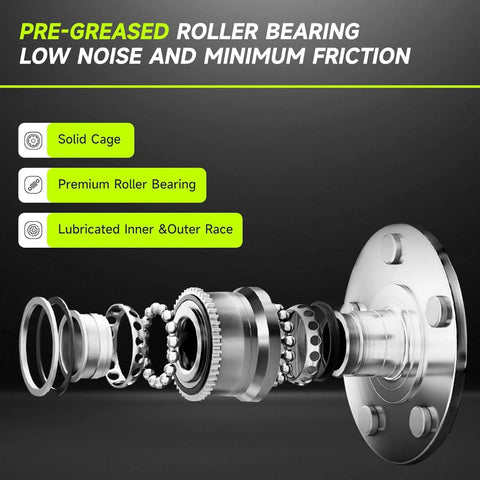 Exploded view of Rear Wheel Bearing Hub Assembly 5 Lug With ABS Direct Fit Replacement For Chevrolet Malibu G6 Cobalt HHR