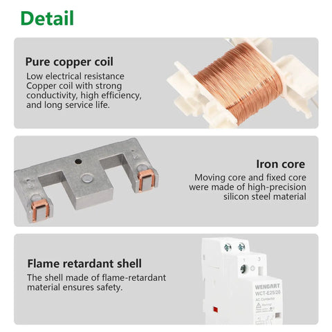 12V DC Coil Contactor 25 Amp 2 Pole with copper coil, iron core, and flame retardant shell for RV, solar and smart systems