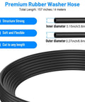 Premium rubber 157-inch washer hose from 52 In 1 Windshield Washer Nozzle Kit For Chrysler Dodge Jeep Ram, strong and flexible.