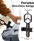 Universal Telescope Phone Adapter Mount for Microscope, Binoculars, and Spotting Scopes, shown with backpack.