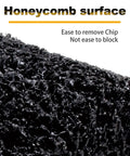 Honeycomb surface texture of abrasive drum wheel for paint and rust removal, close-up view, 40 grit, 4.5 inch by 4 inch.