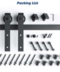 Ten Foot Sliding Barn Door Hardware Track Kit With J Pulley And Ball Bearing Rollers components layout