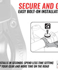 Out Front Bike Computer Bracket Bolt On Mount Front And Center Display installation diagram and close-up view