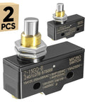 Top Shelf Micro Limit Switch 2 Pack With Plunger Actuator features compact design for easy panel mount and 15A 250V rating.