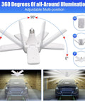 Ultra Bright LED Garage Lights 4 Pack With 100W Power, 10000 Lumens, 6500K Daylight, E26 E27 Ceiling Mount showing adjustable panels