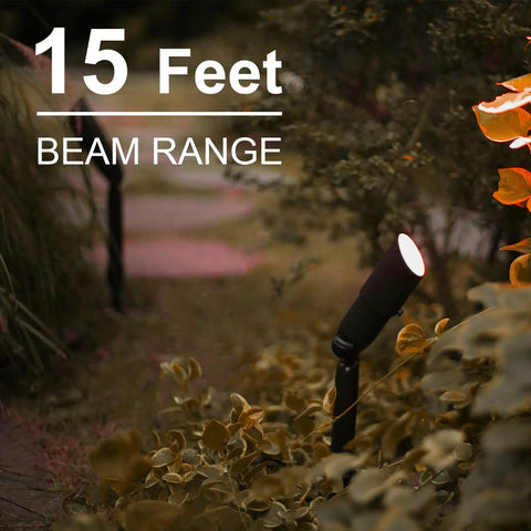 Low Voltage Landscape Spotlight Kit 8 Pack, 20W Halogen Outdoor Lights, metal stake, illuminating garden path at 15 feet range