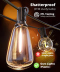 Shatterproof Edison bulb for Outdoor String Lights 25 Foot LED Patio Lights With Shatterproof Edison Bulbs And Spare Connectable Up To 78 Strands