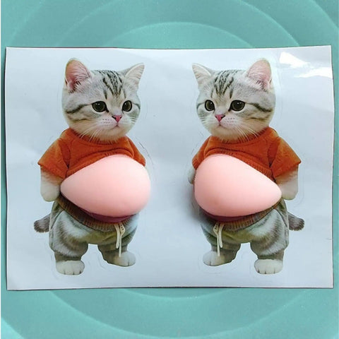 2 Pack Cat Themed Door Stopper Wall Protectors with Adhesive showing cute cartoon cats with pink soft rubber base