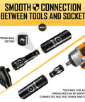 Diagram of smooth connection for Heavy Duty Half Inch Drive Impact Socket Set, 72-Piece SAE and Metric Kit with tools and sockets.