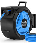 Retractable 3/8 Inch By 100 Foot Hybrid Air Hose Reel With 6.5 Foot Lead-In, Auto Lock And Release System, shown in side view