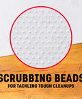 Grimy Scrub Workshop Wipes With Scrubbing Beads For Grease Grime Oil Paint And Caulk close-up showing textured beads on wipe surface.