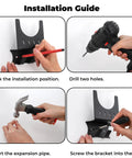 Installation guide for 4 Pack Angle Grinder Holders Wall Mount Rack With Cord Hanger For 5 Inch Grinders showing tools used.