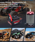 Supersonic V2 130A Beefed Up Brushless ESC with Overheat Protection for one eighth scale RC cars and monster trucks.