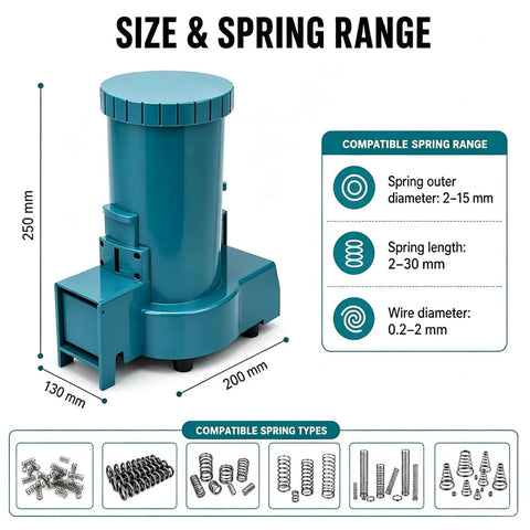 Heavy Duty Automatic Spring Separator For Small Coil Sorting With Centrifugal Vibration Tech and Spacious Hopper measuring 250mm tall.