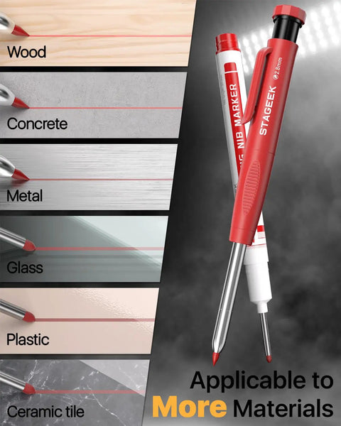 Pro Builder Pencil Set With Sharpener Featuring 2.8mm Mechanical Pencils And 26 Refills in black red waterproof deep hole marker pens