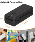 Gray 2 In 1 Bag Sealer And Cutter Portable USB Rechargeable Heat Sealer with dimensions shown, ideal for snack bags.