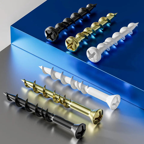 75 Piece Drywall Anchors Kit With Pan Head And Flat Head Designs, Anti Rust Coating, Bolt Anchor Set For Hollow Walls displayed on blue surface
