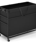 No Fuss Roll Around Trash Cart, 51.5 Gallon Commercial Waste Bin with black fabric, sturdy frame, and lockable wheels.