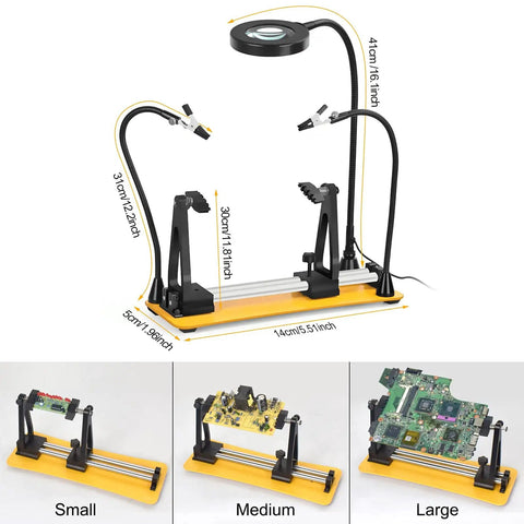 Helping Hands Magnetic Soldering Station With Pro Grade 360 Degree Flip Two Flexible Gooseneck Arms And 3X Magnifying Glasses, size comparison