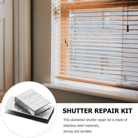 Tough As Nails Plantation Shutter Repair Staples Kit With Durable Louver Tabs For Vertical Blinds and Window Frames, stainless steel materials.