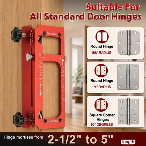 Heavy Duty Aluminum Alloy Door Hinge Jig And Lock Latch Installation Kit for cutting hinge mortises from 2-1/2" to 5".