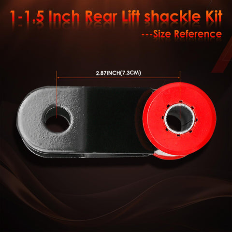 Rear Lift Shackle Kit For 1 To 1.5 Inch Lift Chevy Silverado And GMC Sierra 1500 Trucks 1988 To 2018 2WD 4WD, size reference