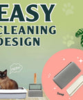 Cat near 5X Faster No Shake Metal Cat Litter Scoop With Stainless Steel Sifting Design And Holder, Easy Cleaning Design text