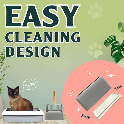 Cat near 5X Faster No Shake Metal Cat Litter Scoop With Stainless Steel Sifting Design And Holder, Easy Cleaning Design text