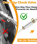 Image showing the Air Free Universal Brake Bleeder Hose Kit With No Air Backflow One Way Valve For Quick Bleed Of Car And Motorcycle Clutch Systems 6mm Line Fits DOT3 DOT4 DOT5 1 Hydraulic Fluids Everyday Use with one-way valve.