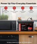 Heavy-Duty 12V 100Ah LiFePO4 Deep Cycle Battery With 100A BMS on kitchen counter next to microwave.