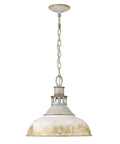 Kinsley Pendant Light in aged galvanized steel with chain, for farmhouse and rustic kitchen island ceiling fixture pendant lighting.
