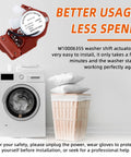 Rock Solid Washer Shift Actuator Compatible With Whirlpool And Crosley Front Load Machines, red motor part in front of washing machine.