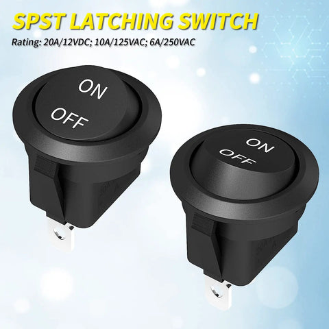 10 Pack Round Rocker Switch 12V On Off DC 2 Pin SPST Toggle Switch 20mm Small Panel Switch With Wires