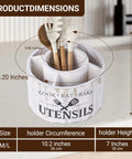 Extra Large 10 Inch Kitchen Utensil Holder With Slick 360 Degree Lazy Susan Spin That Keeps Counters Clean And Makes Grabbing Spatulas Whisks And Tongs Total Breeze, displaying five compartments and utensils.