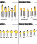 70 Piece Router Bit Set With 1/2 Inch Shank Tungsten Carbide Bits for Pro Grade Woodworking and Remodeling Projects display