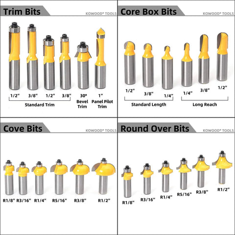 70 Piece Router Bit Set With 1/2 Inch Shank Tungsten Carbide Bits for Pro Grade Woodworking and Remodeling Projects display