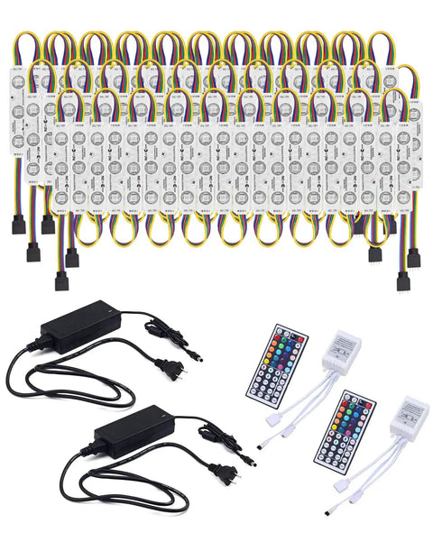 LED Window Lights For Storefront Advertising 12V 5050 RGB LED Modules 50ft Per Pack 5 Pack Bundle with remotes and adapters